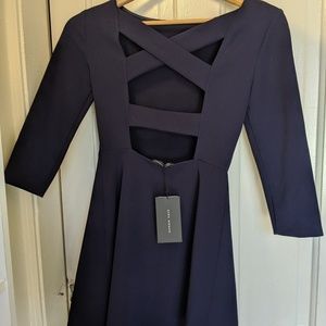 NWT Small Zara Woman Dress Navy Blue Sleeves